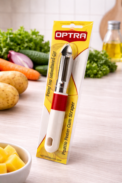 OPTRA Stainless Steel Potato Peeler Cum Scraper with Ergonomic Handle HalfPe - FW -TPT