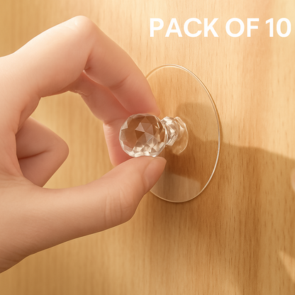 Diamond Crystal Wall Hooks Heavy-Duty Transparent Adhesive Hooks for Home, Kitchen & Bathroom Strong Self-Stick Hangers for Keys, Frames & Accessories