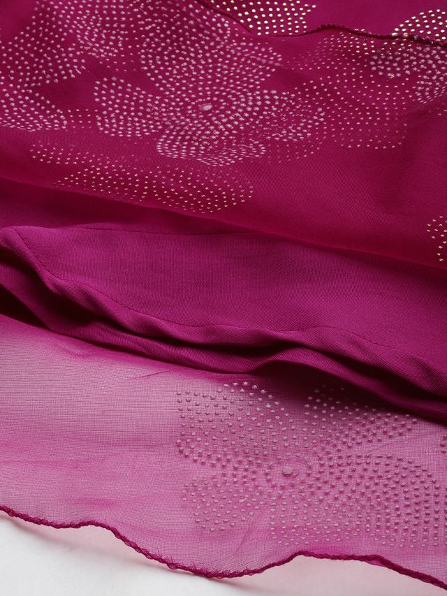 Bollywood Vogue Ready To Wear Pink Organza Foil Printed Dress