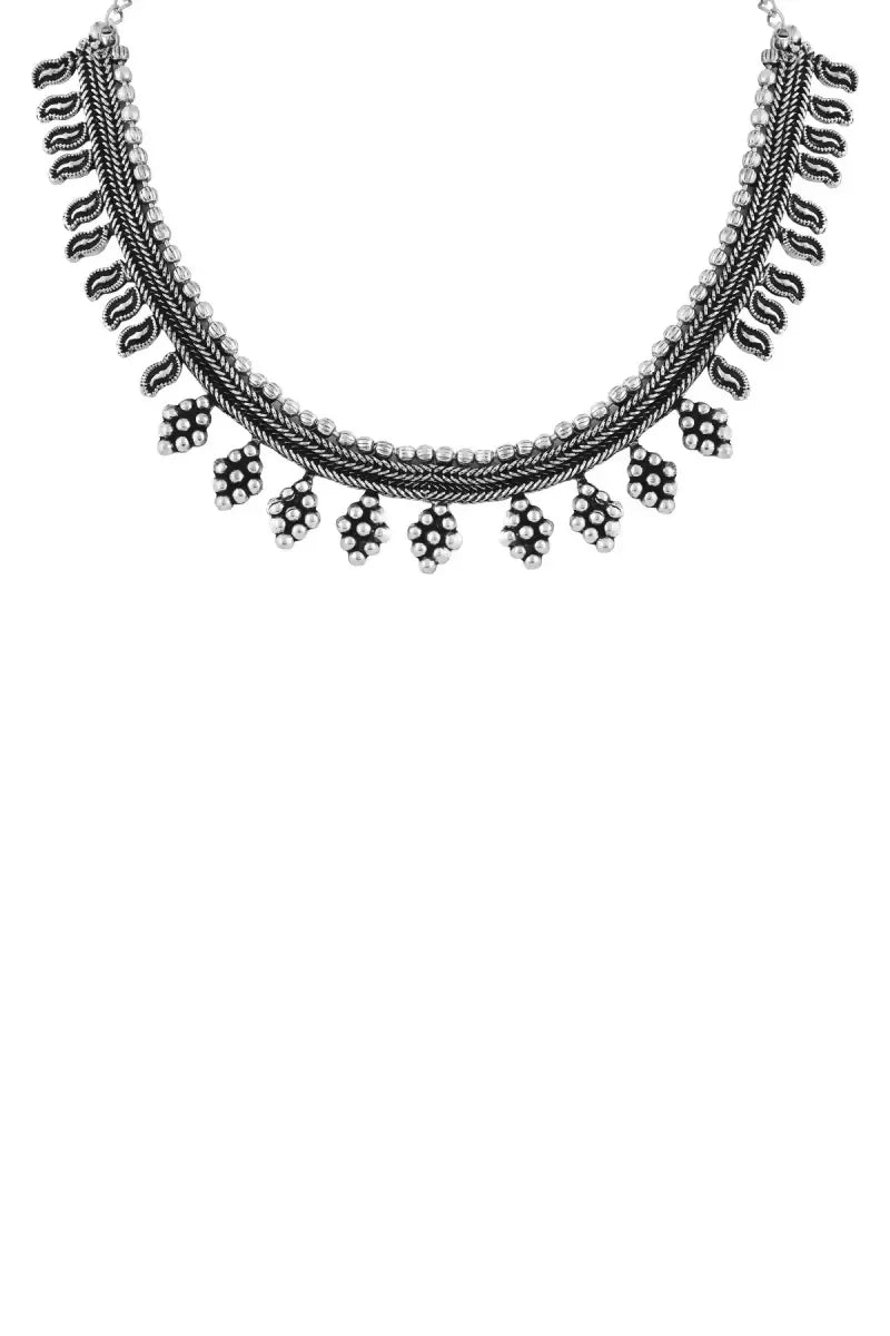 Oxidized Silver Plated Necklace for Women - Silver,18 Inch SUPER