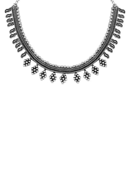 Oxidized Silver Plated Necklace for Women - Silver,18 Inch SUPER