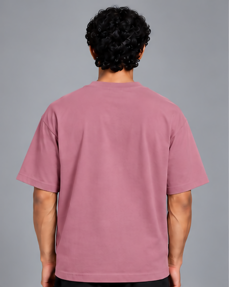 HUSTLE Men's Crew Neck Oversized T-Shirt – Mauve Rose(Oversized Fit)