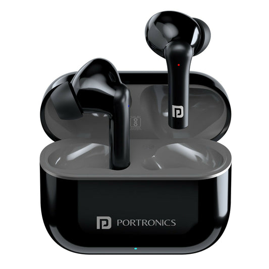 Portronics Harmonics Twins S6 Smart TWS BT Earbuds (Black)