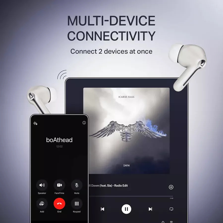 boAt Airdopes Prime 511, Volume Swipe Controls, 50H Battery, 4Mics ENx, App Support Bluetooth (Zinc White, True Wireless) Halfpe Deals