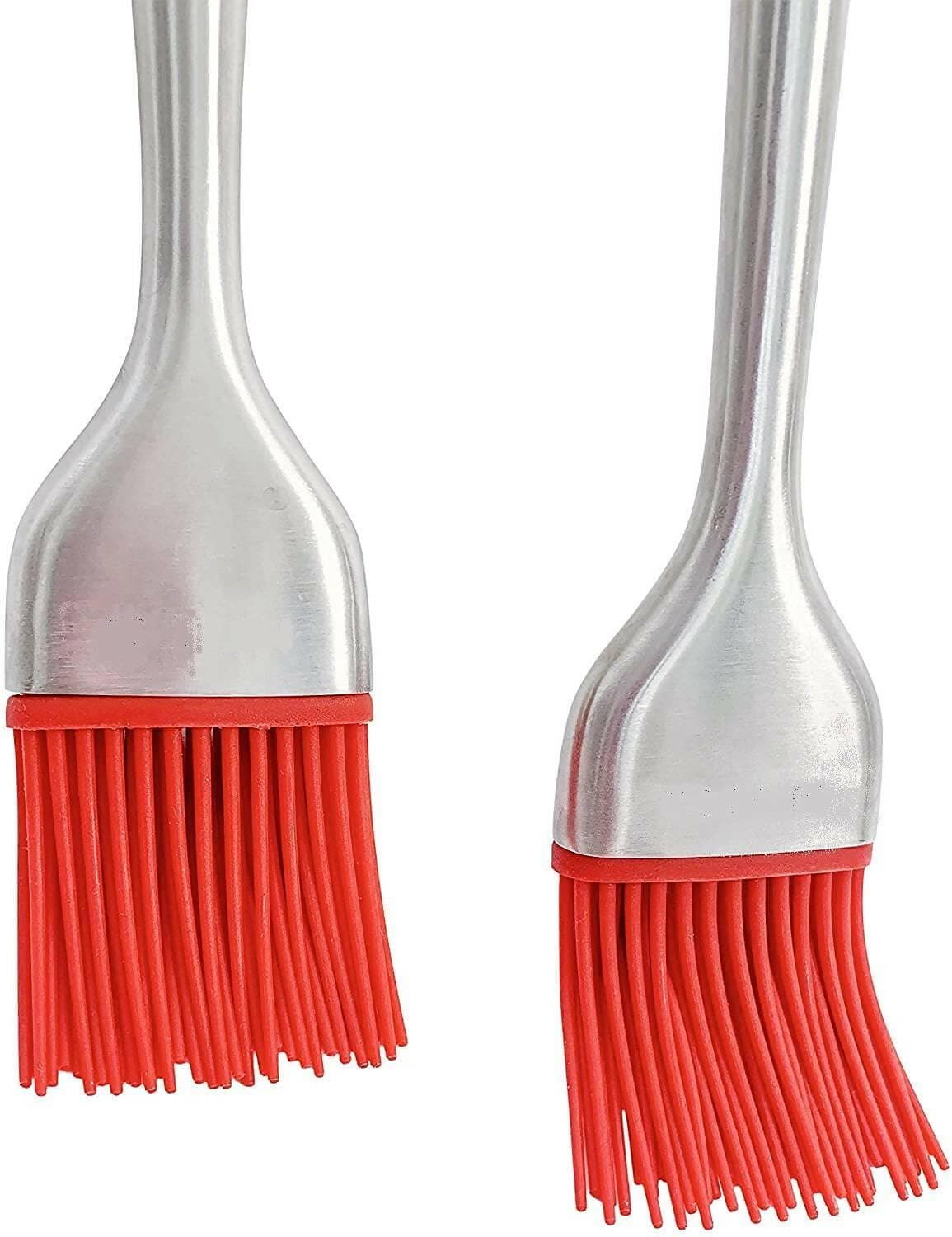 P-plus international silicone basting brush set,stainless steel basting brush with silicone bristles (Red – 12 inch) - HalfPe