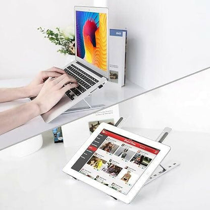 LS02 Laptop Stand Aluminum Body (6 Adjustable Stands,17Inches) (White) - HalfPe