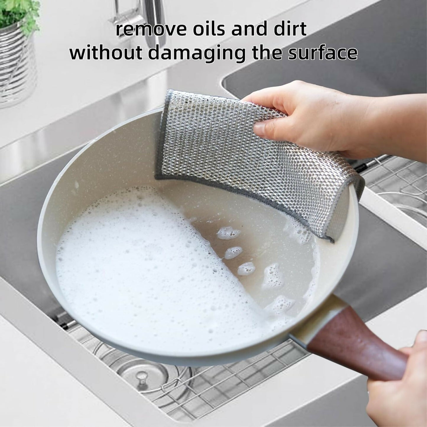 Non-Scratch Double Layer Steel Scrubber Pads Pack of 6 Stainless Steel Dish Cleaning Cloths for Utensils, Sinks & Multipurpose Wet/Dry Use
