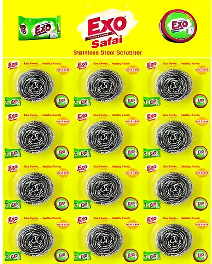 Exo Safai Steel Scrubber Scrub Pad Stainless Steel Scrub (Small, Pack of 12)