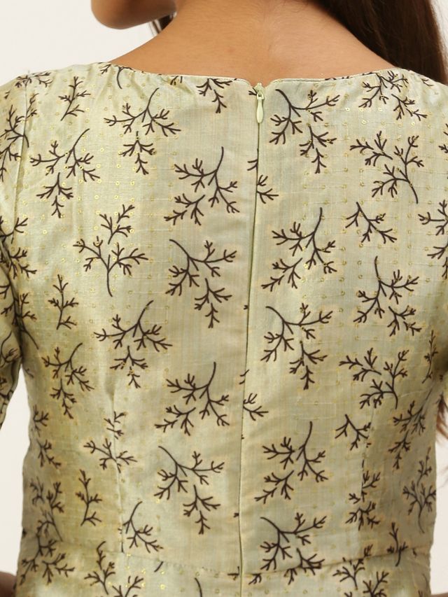 Bollywood Vogue Ready To Wear Off White Art Silk Printed Kurta Set