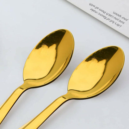 6 Pieces Stainless Steel Golden Spoons Set, , Premium Spoons for Home & Kitchen, Luxury Dining Tableware Gift for House Warmings Gold Cutlery Set4