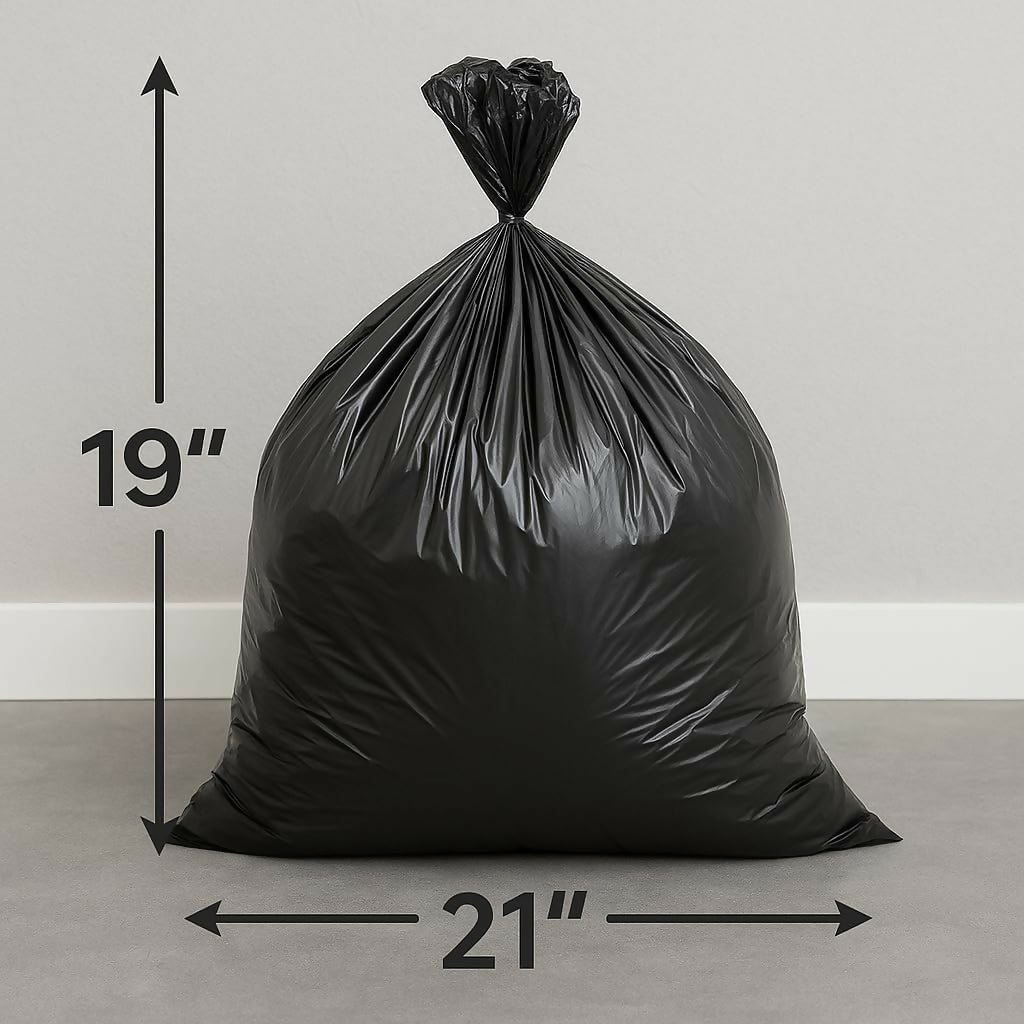 Heavy-Duty Large Black Trash Bags 55 Gallon Sturdy & Tear-Resistant Garbage Bags for Commercial, Lawn & Leaf Use (Pack of 100)