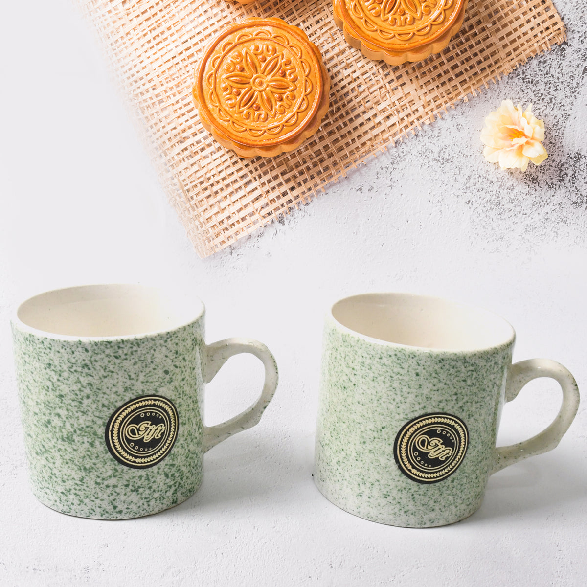 Alpino Ceramic Tea  Cups Set With Plastic Serving 2 Compartment Platter Milk Cup  Mug Coffee Cup Tea Cup Bpa Free Food Grade Or Outdoor For Household Gift For Birthday (3 Pcs Set)
