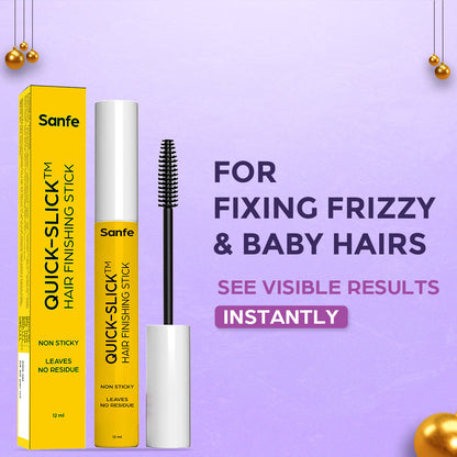 Sanfe Quick Slick Hair Finishing Stick For Women | Anti Flyaway for Smooth, Non-Greasy, and Non-Oily Look | Non-Sticky, Leaves No Residue| For frizzy and baby hair fix 12ml