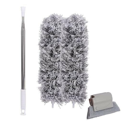 Duster with Stainless Steel Extension Pole Duster for Cleaning Ceiling Fan, Furniture and more (Grey) - HalfPe