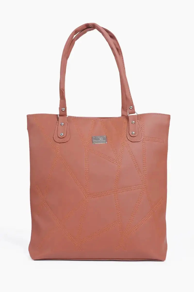 Women’s Faux Leather Solid Hand Bag - Brown