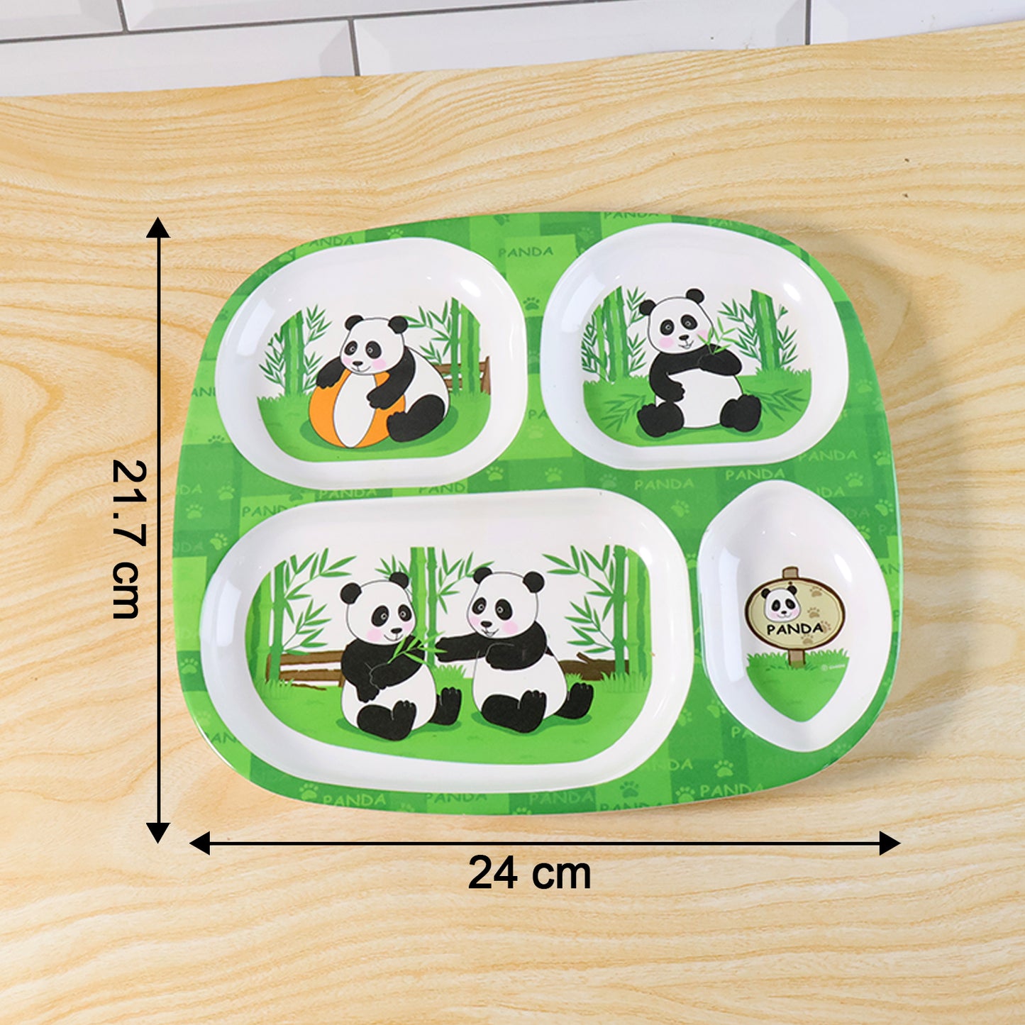 Kids 4-compartment Melamine Partition Plate Sectioned Dinner Tray for Toddlers & Kids, Mix Design (1 Pc / 24×22 Cm) (1 Pc  2422 Cm)