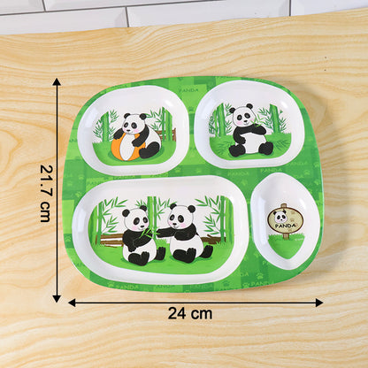 Kids 4-compartment Melamine Partition Plate Sectioned Dinner Tray for Toddlers & Kids, Mix Design (1 Pc / 24×22 Cm) (1 Pc  2422 Cm)