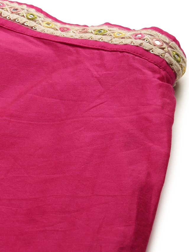 Bollywood Vogue Ready To Wear Blue Georgette Embroidered Blouse N Pink Skirt
