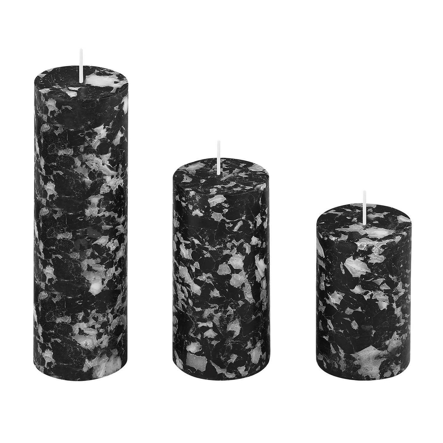 PROSPERRO LUMO Paraffin Wax By Parkash Candles Set Of 3 Fragrance Pillar Candles Marble Finish (Black - Flora by Gucci), Paraffin Wax - HalfPe