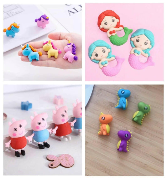 Le Delite Stylish Cute Fancy Latest Set of of 16 Pieces erasers for Kids School - HalfPe