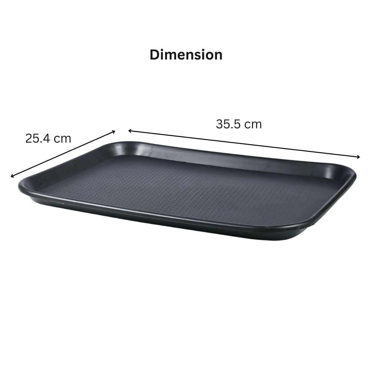 FP Plastic Serving Tray, Multiuse for Kitchen, Cold Drink, Food, use in Home, Restaurant and Hotel, Rectangle Shape, Black, 25.4 x 35.4 cm, Dishwasher Safe (Pack of 3)
