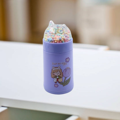 350ml Girls’ Glass Water Bottle Sparkle Strap & Cat Lid