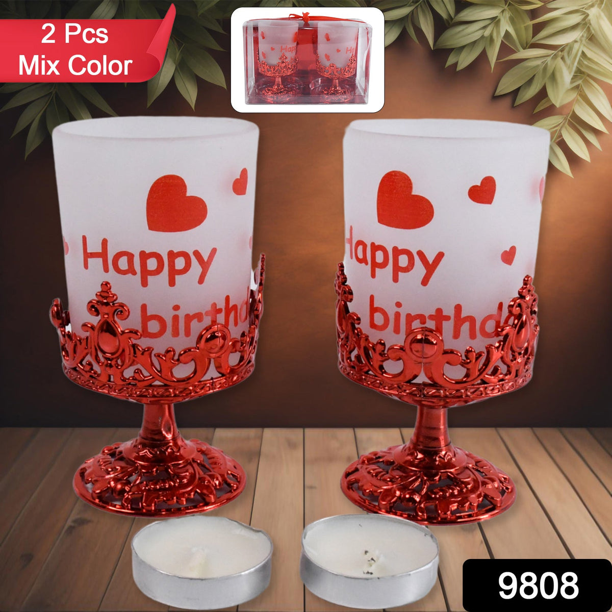 Tealight Holder Stylishly Shaped Candle Diya Stand Plastic Beautiful Design Festival (2 Pc  Mix Design) HP DD