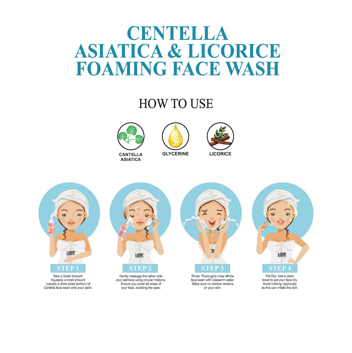 Love Earth Centella Asiatica & Licorice Foaming Face Wash For Sensitive Skin,Anti Pigmentation,Anti Blemishes,Reduce Freckles 100Ml
