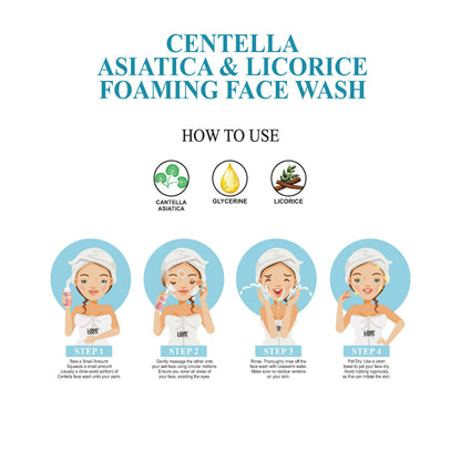 Love Earth Centella Asiatica & Licorice Foaming Face Wash For Sensitive Skin,Anti Pigmentation,Anti Blemishes,Reduce Freckles 100Ml