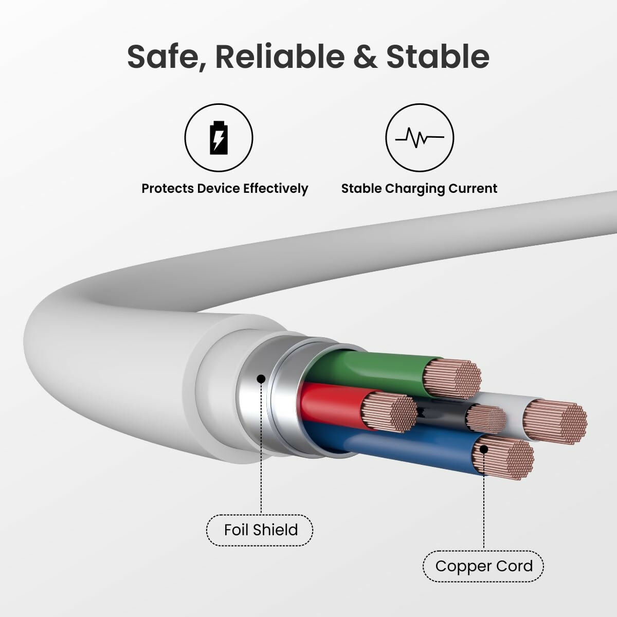 Portronics Konnect Link Micro USB Fast Charging Cable with 3.0A Output (White) Halfpe Deals