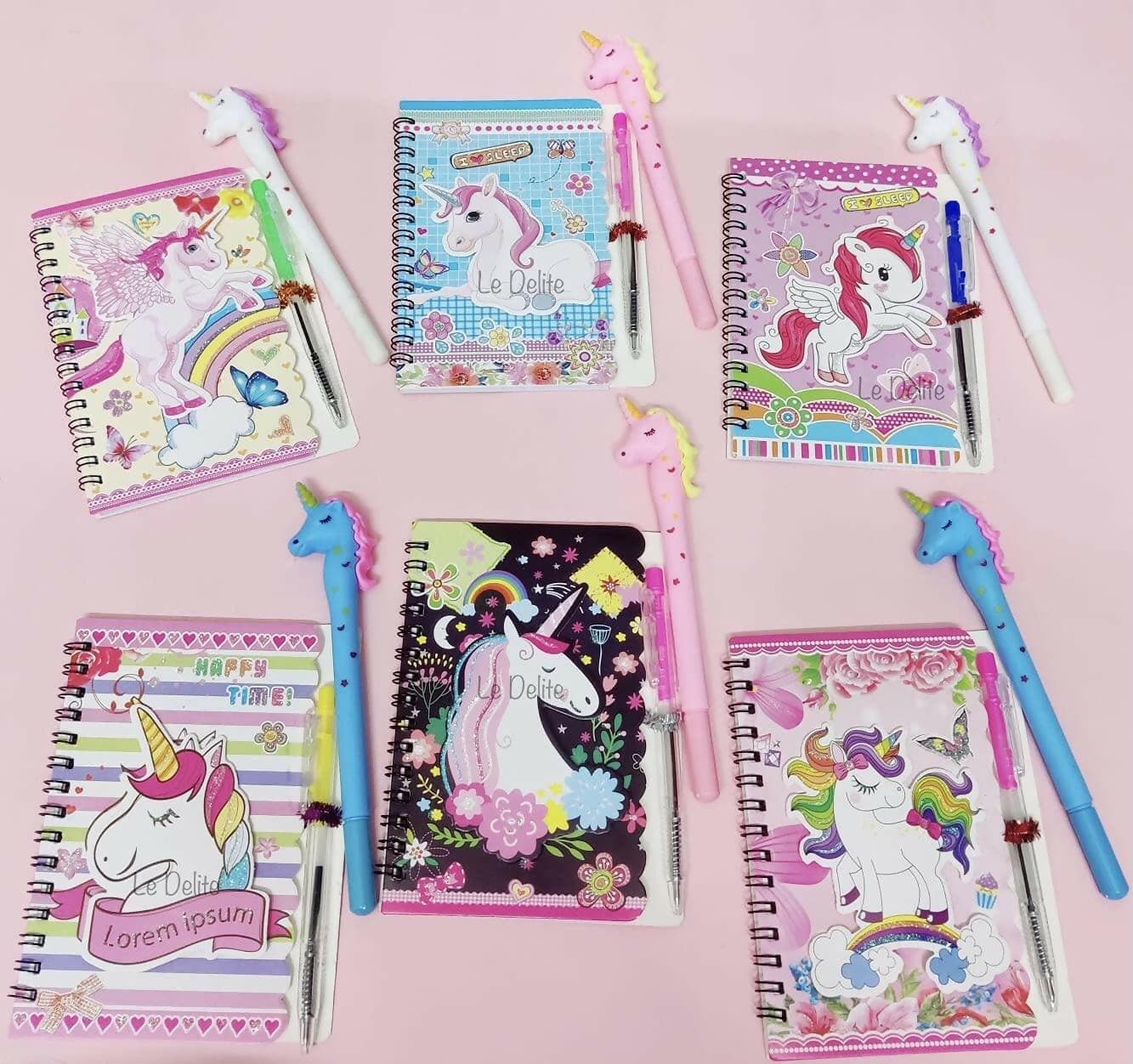 Unicorn Theme Mini Spiral Pocket Notebook With Pen (Pack Of 6) - HalfPe