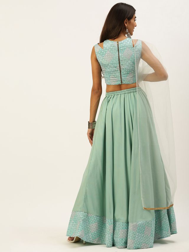Bollywood Vogue Ready To Wear Multicolored Georgette Embroidered Lehanga Set