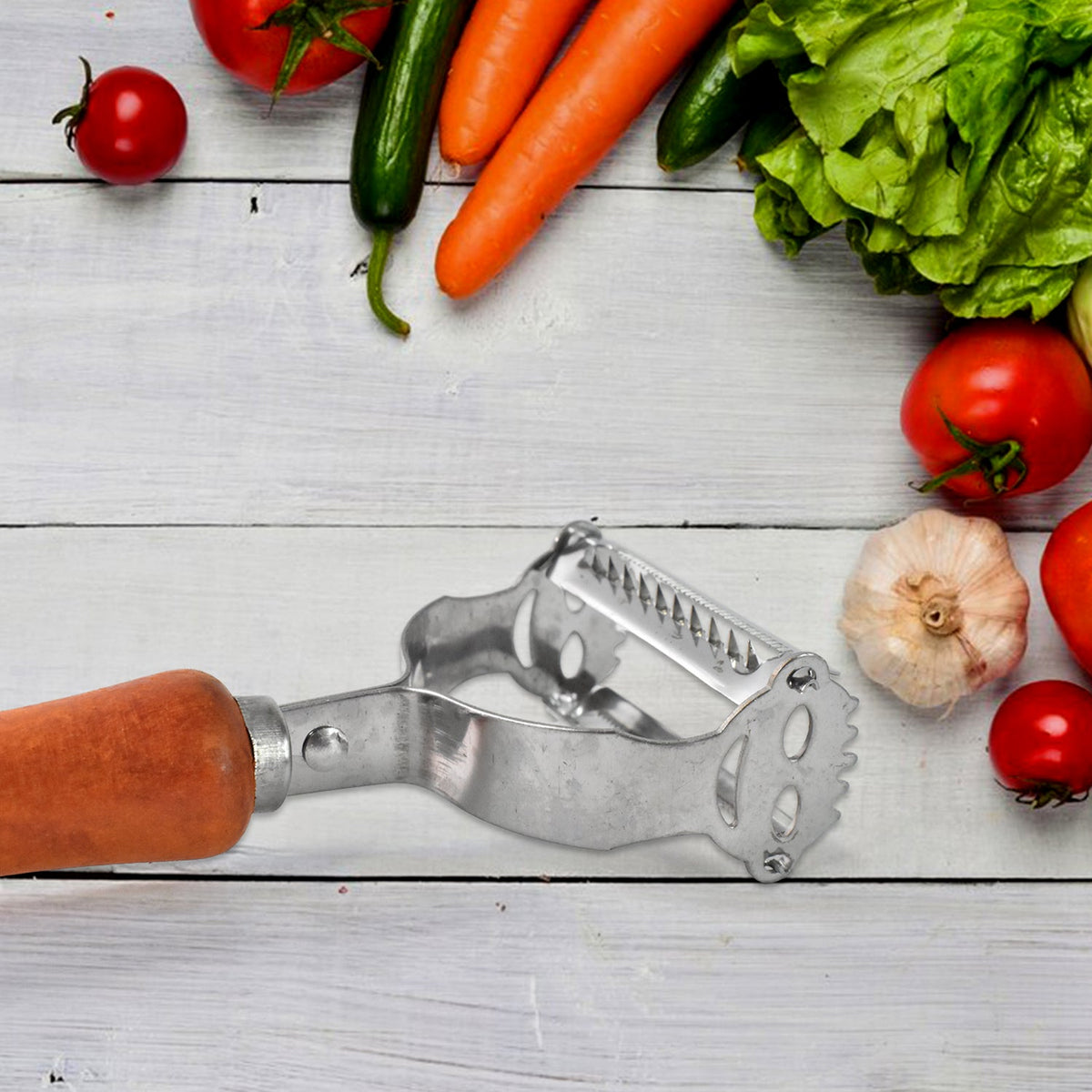 Vegetable And Fruit Peeler With Wooden Handle (1 Pc) HP DD
