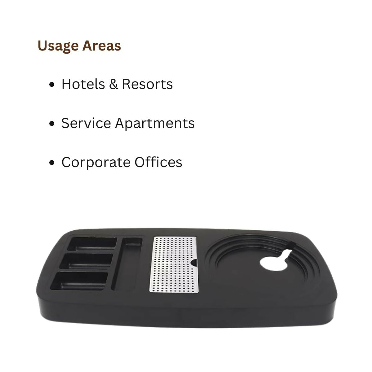 Tea Serving Tray Set for Electric Kettle, Hotel Tray for Tea Bags and Kettle, Made ABS, Lightweight