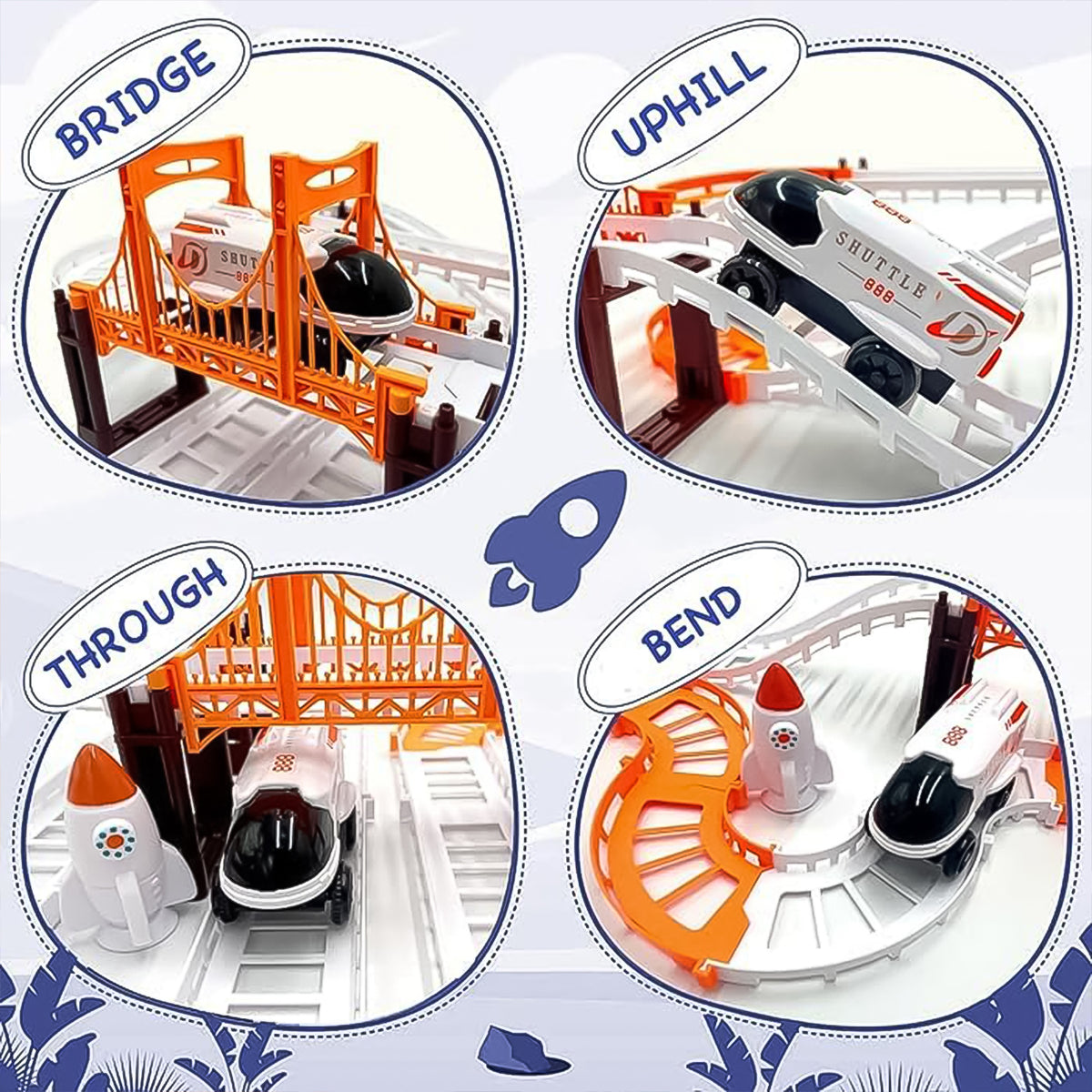 Space Toys Race Track Set for Kids Adventure - Intricate Car Track, Special Space Gifts, Astronaut Train Track, and Outer Space Toys (1 Set)