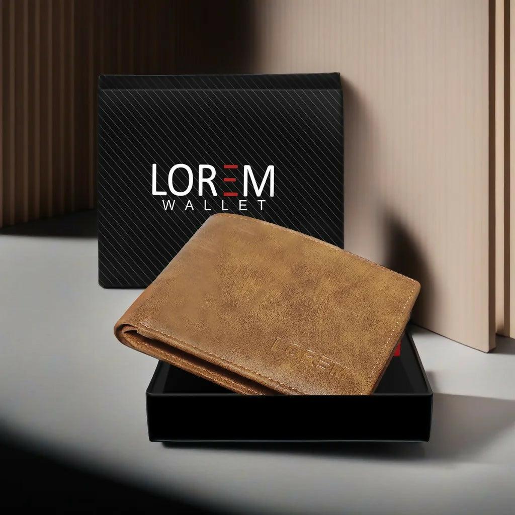 Lorem Orange Removable Card Slot Bi-Fold Faux Leather 12 ATM Slots Wallet For Men - HalfPe