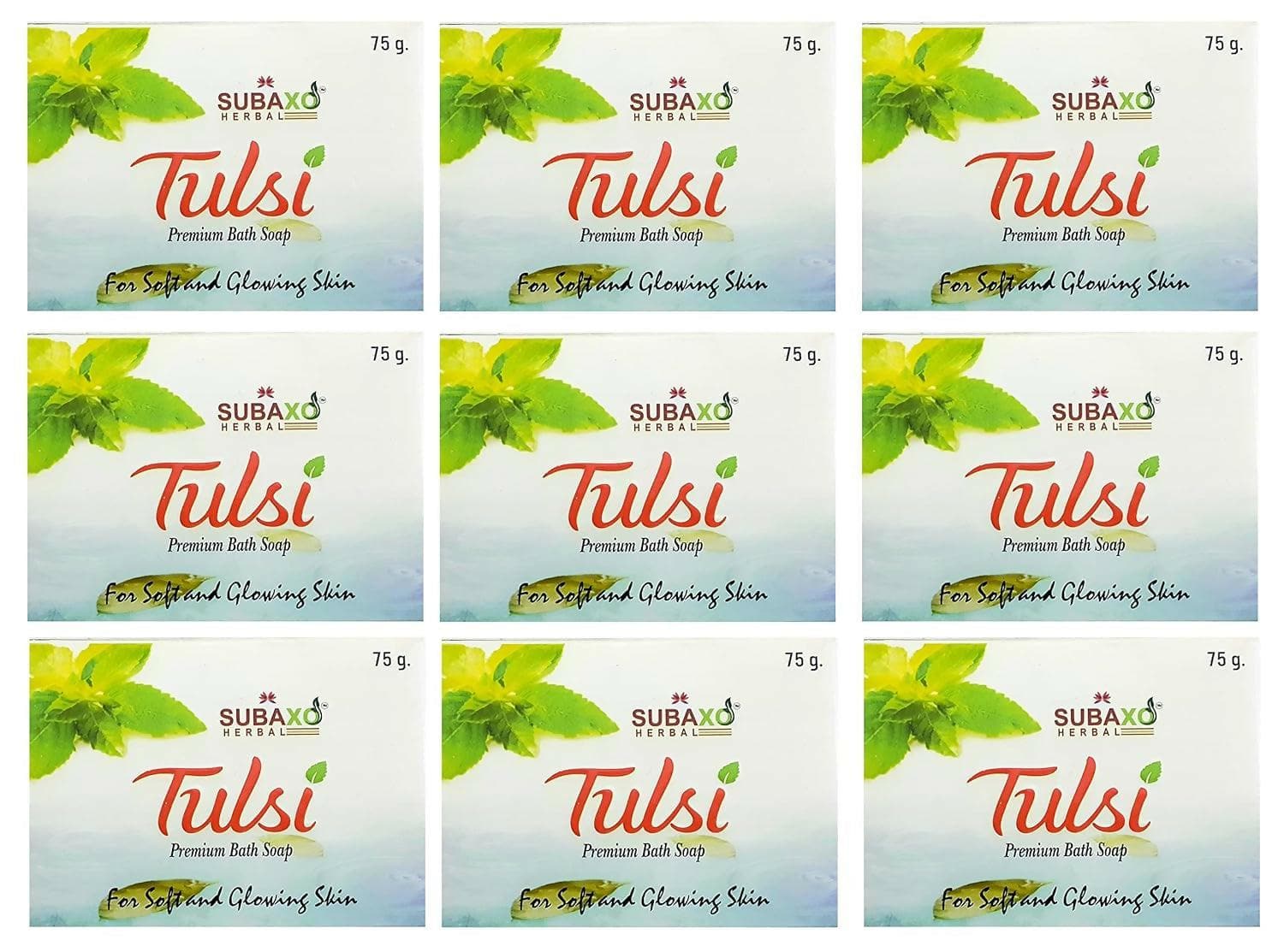 SUBAXO Tulsi Bath Soap Duo Glowing Skin (9x75g,Pack Of 9) - HalfPe