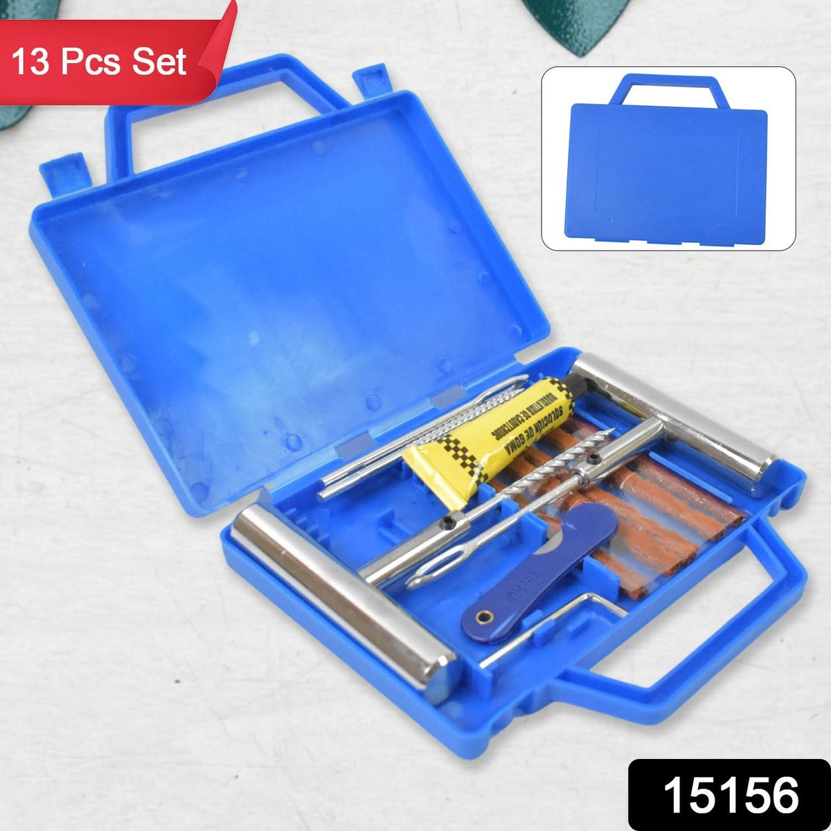 Portable Tire Repair Kit Tyre Repairing Tool Set With Box (13 Pcs Set) HP DD