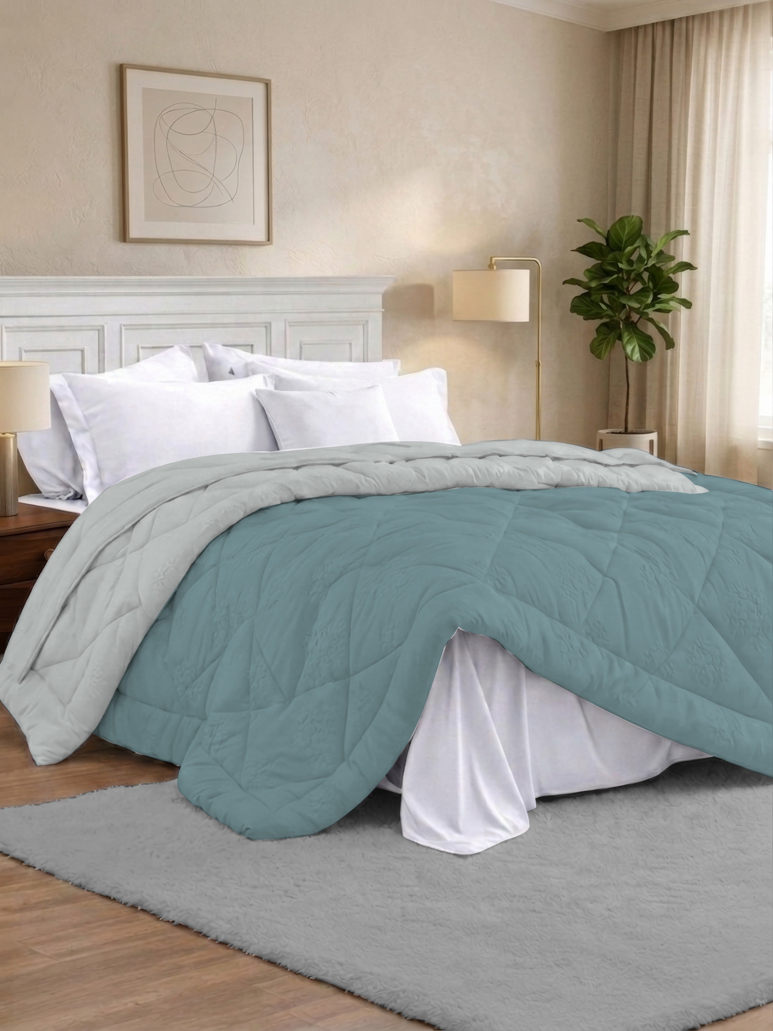 Quirky Home Nest Collection 220 GSM Double Bed Solid Reversible Comforter