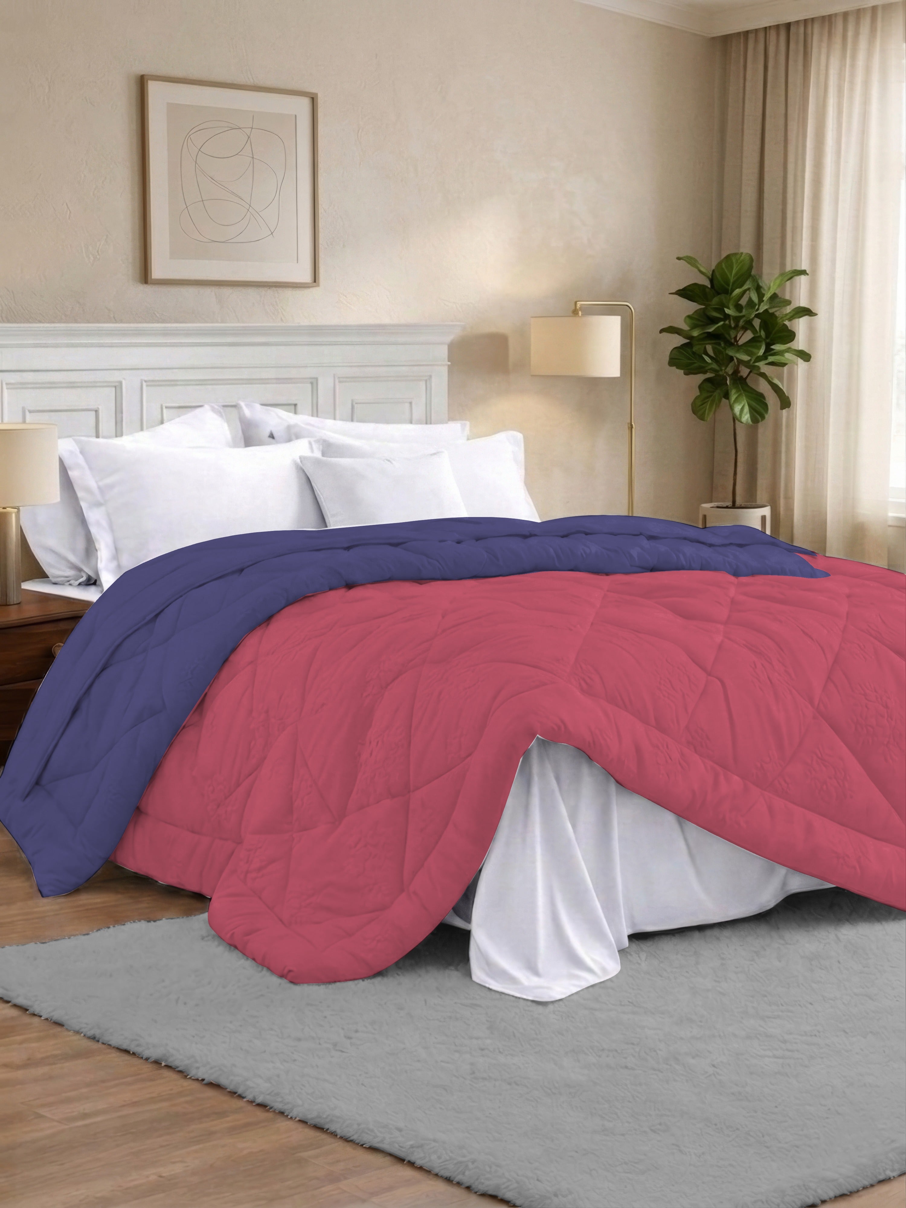 Quirky Home Nest Collection 220 GSM Double Bed Solid Reversible Comforter