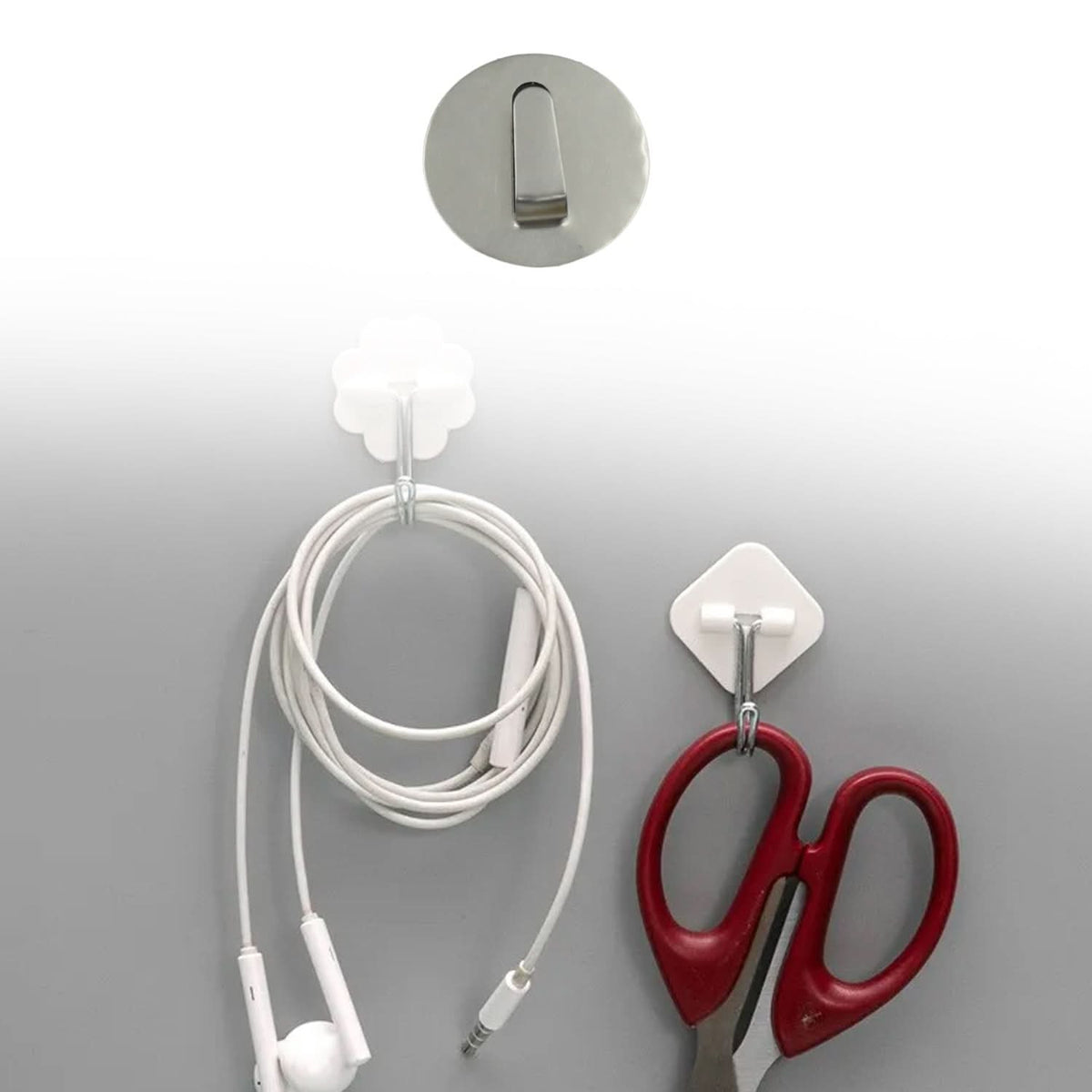 12 Pc Multipurpose Steel Self-Adhesive Wall Hanging Hooks HP DD