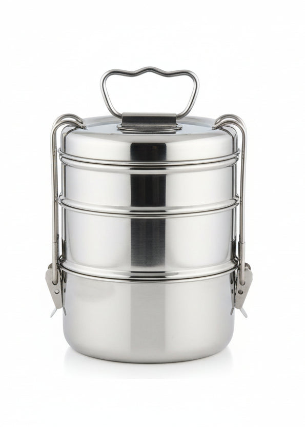 Nelcon Vistalox Stainless Steel Lunch Box – 1850 ml, 3-Tier, Food Grade, Easy Carry Handle HalfPe - FW -TPT