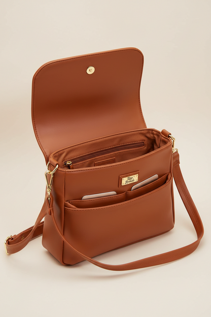 Elegant PU Leather Sling Bag – Classic & Versatile (Brown) RAYORA ENTERPRISE