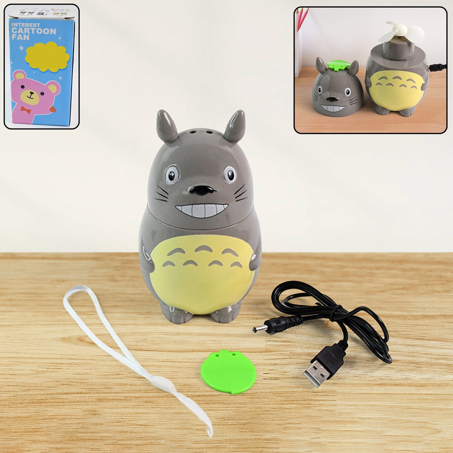 Usb Rechargeable Mini Cartoon Fan (1 Pc)