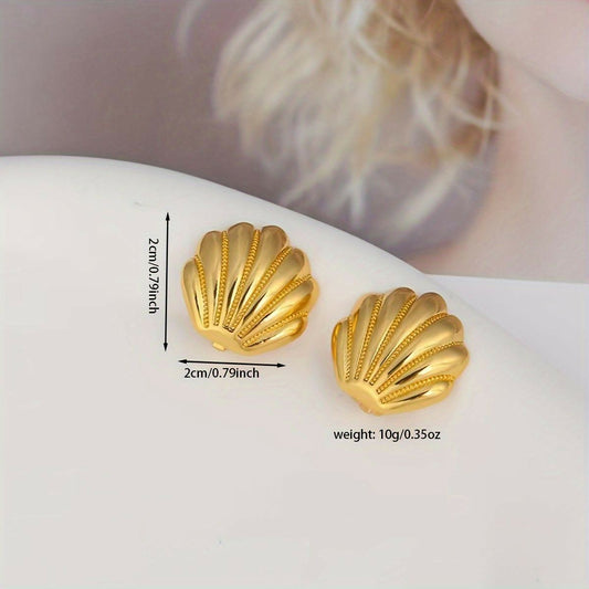 Gold Seashell Stud Earrings