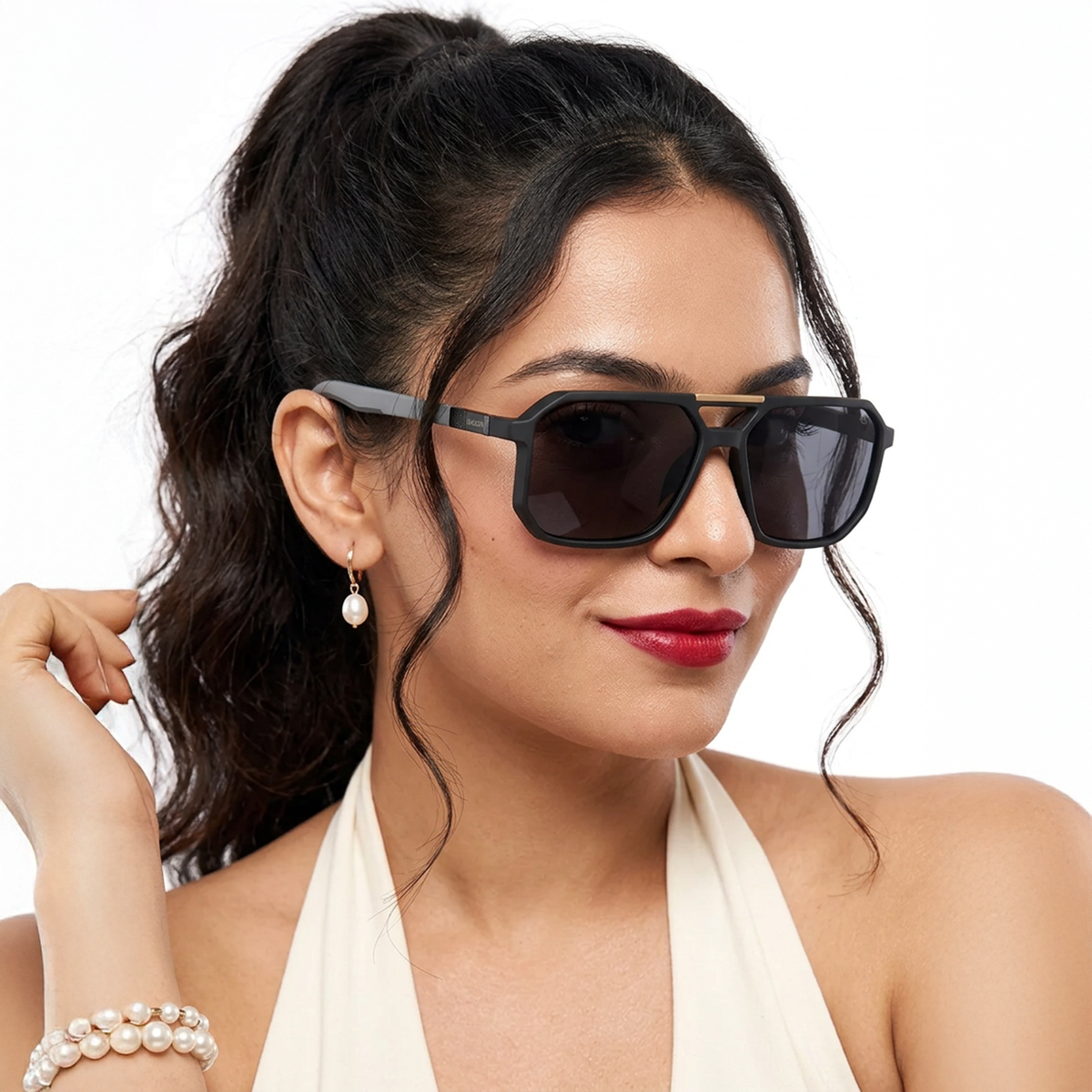 Eyejack Black Wayfarer Sunglasses for Men and Women - Style 1111 - worn by a male model (image 3)