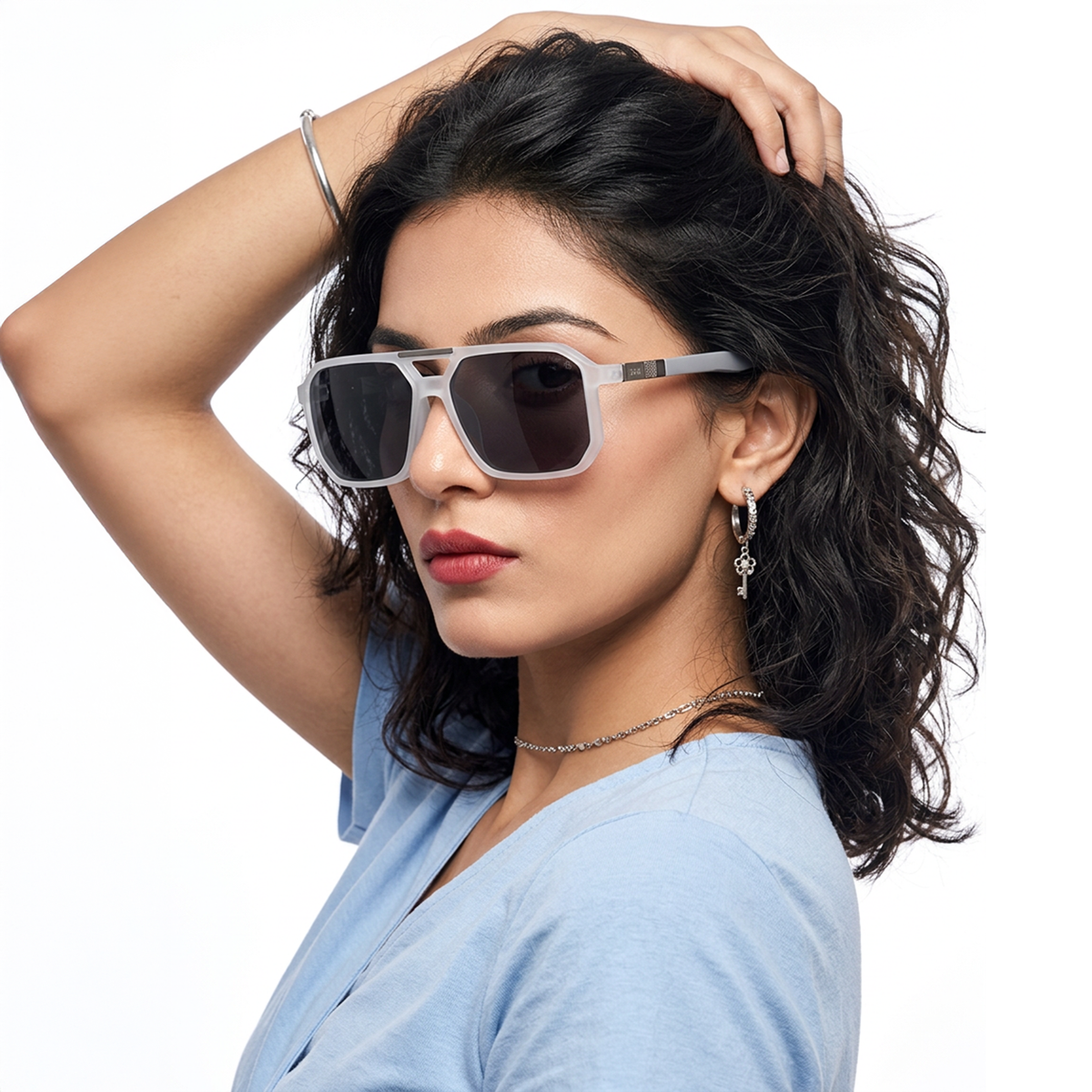 Eyejack Transparent Wayfarer Sunglasses for Men and Women - Style 1114 - worn by a male model (image 3)