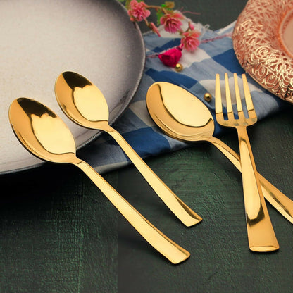 6 Pieces Stainless Steel Golden Spoons Set, , Premium Spoons for Home & Kitchen, Luxury Dining Tableware Gift for House Warmings Gold Cutlery Set76