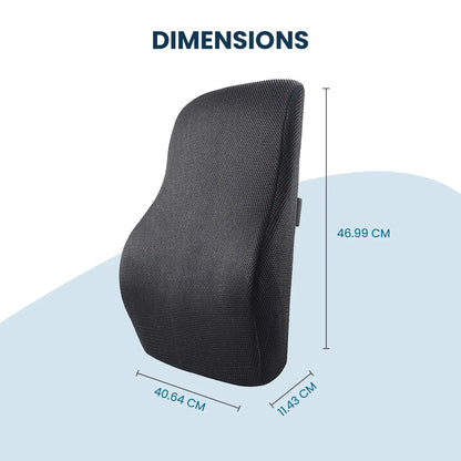 Sleepsia Memory Foam Back Support for Office Chair | Lumbar Support for Office Chair, Car Seat Back Support,(Black)