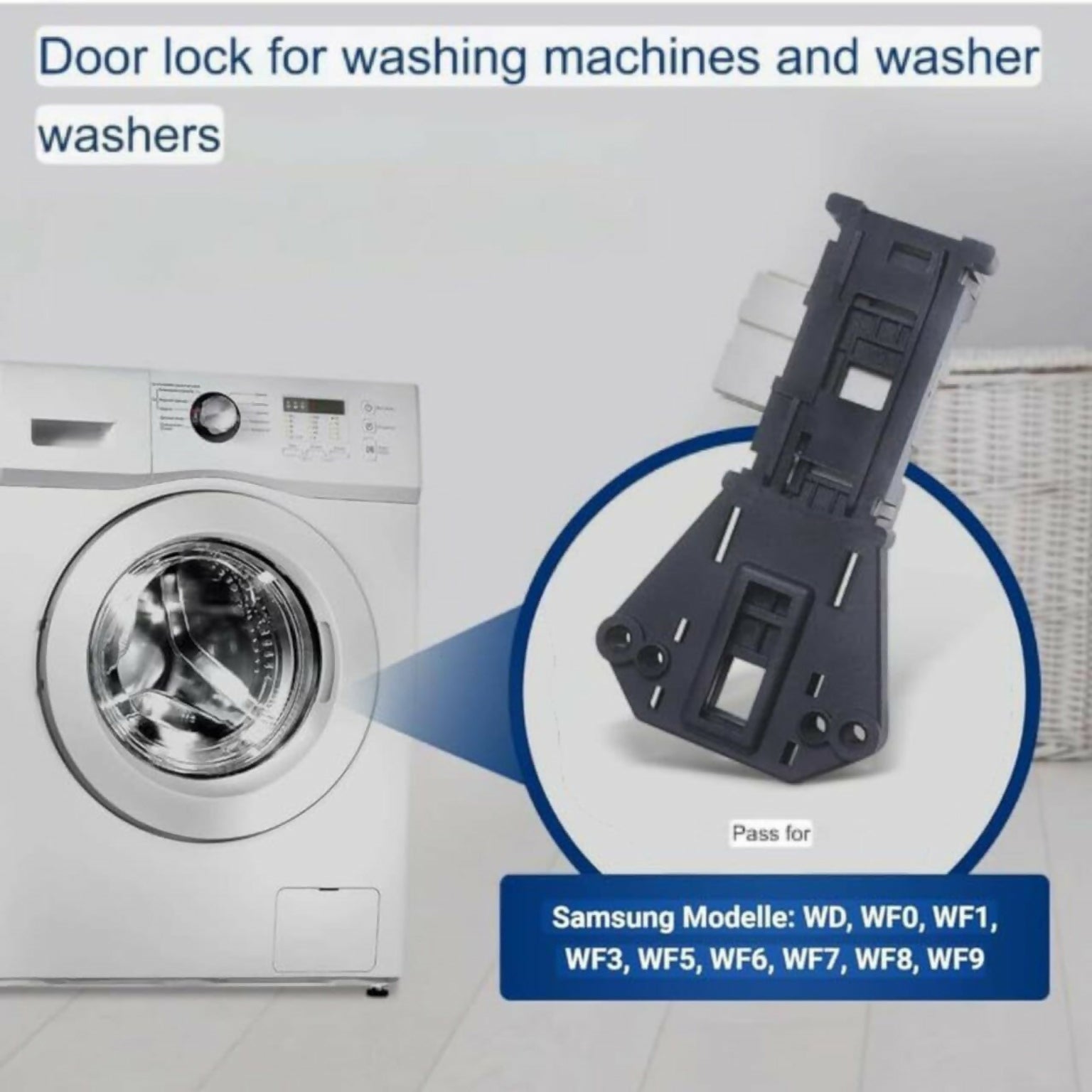 Just Repair 3-Pin Door Lock Switch for Samsung Front Load Washing Machine | Replacement Door Interlock | Pack of 1